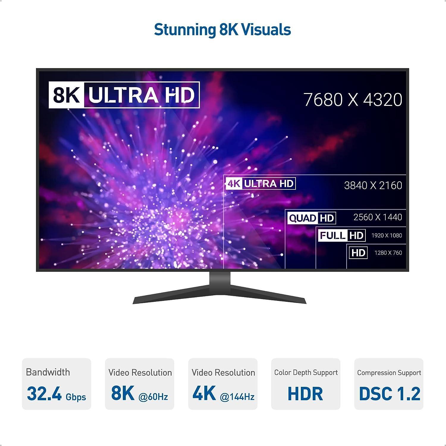 NÖRDIC Aktiv adapter Displayport 1.4 hann til HDMI 8K60Hz hunn