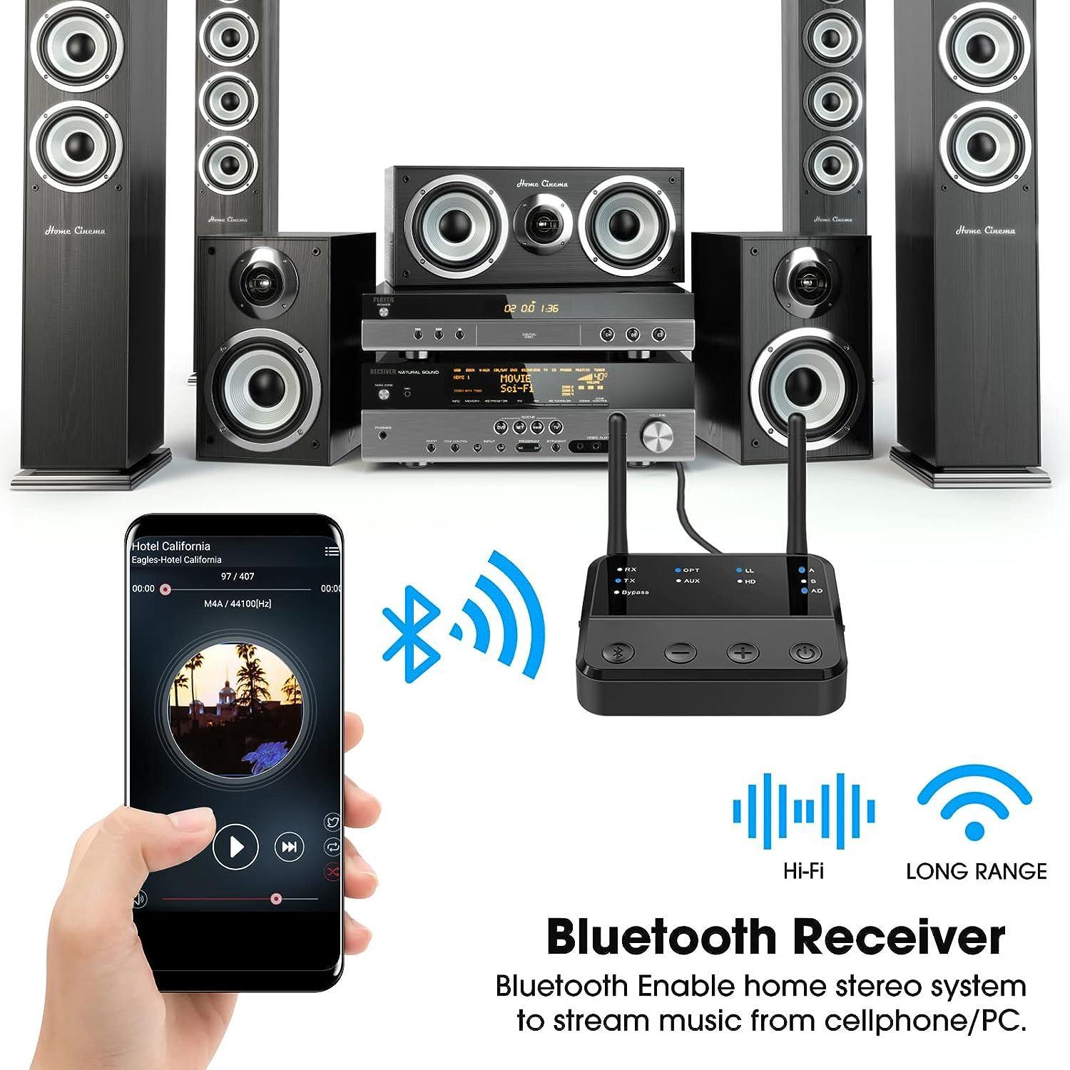 NÖRDIC Bluetooth 5.2 trådløs sender dual link mottaker DAC Qualcomm aptXLL aptX HD 3,5 mm AUX RCA optisk