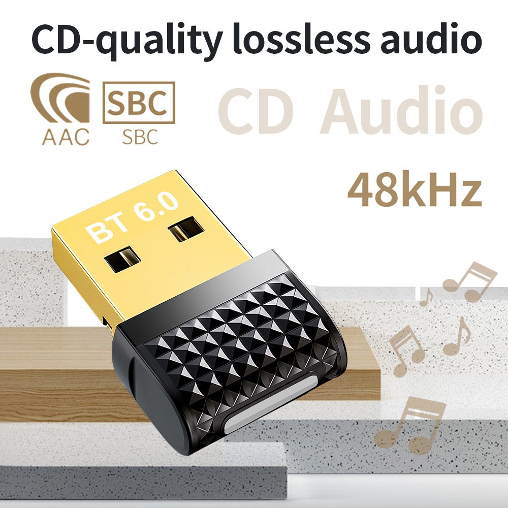 NÖRDIC Bluetooth 6.0 trådløs Bluetooth-dongle/mottaker, Plug and Play, Windows 11/10/8.1, for kontroller, hodetelefoner, tastatur, mus