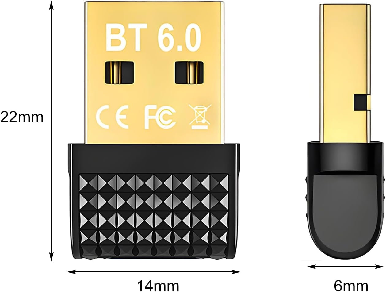 NÖRDIC Bluetooth 6.0 trådløs Bluetooth-dongle/mottaker, Plug and Play, Windows 11/10/8.1, for kontroller, hodetelefoner, tastatur, mus