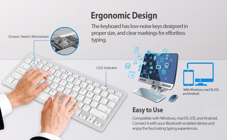 NÖRDIC Bluetooth-tastatur 78 taster amerikansk layout