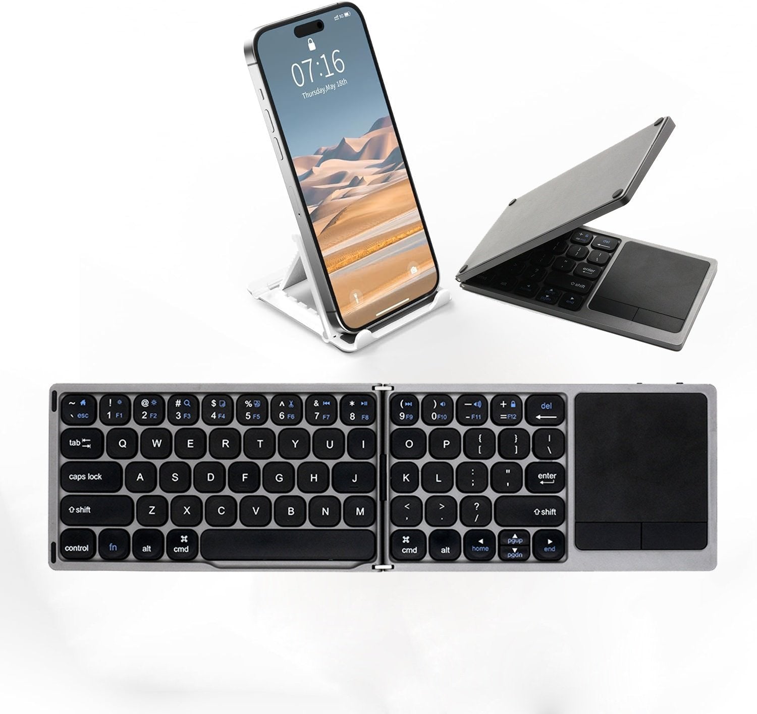 NÖRDIC Bluetooth Keyboard with touchpad US Layout 64keys MacOS, iOS, Windows, Android