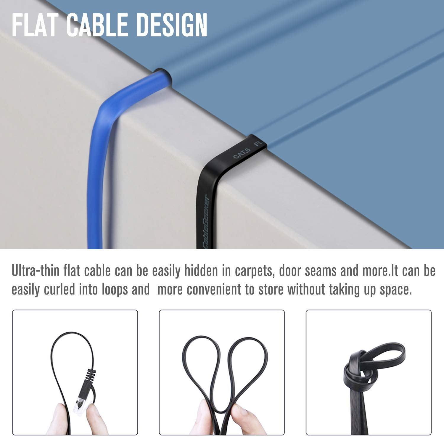 NÖRDIC CAT6 U / UTP Flat Network Cable 5M 250MHz Båndbredde og 10Gbps Overføringshastighet Svart