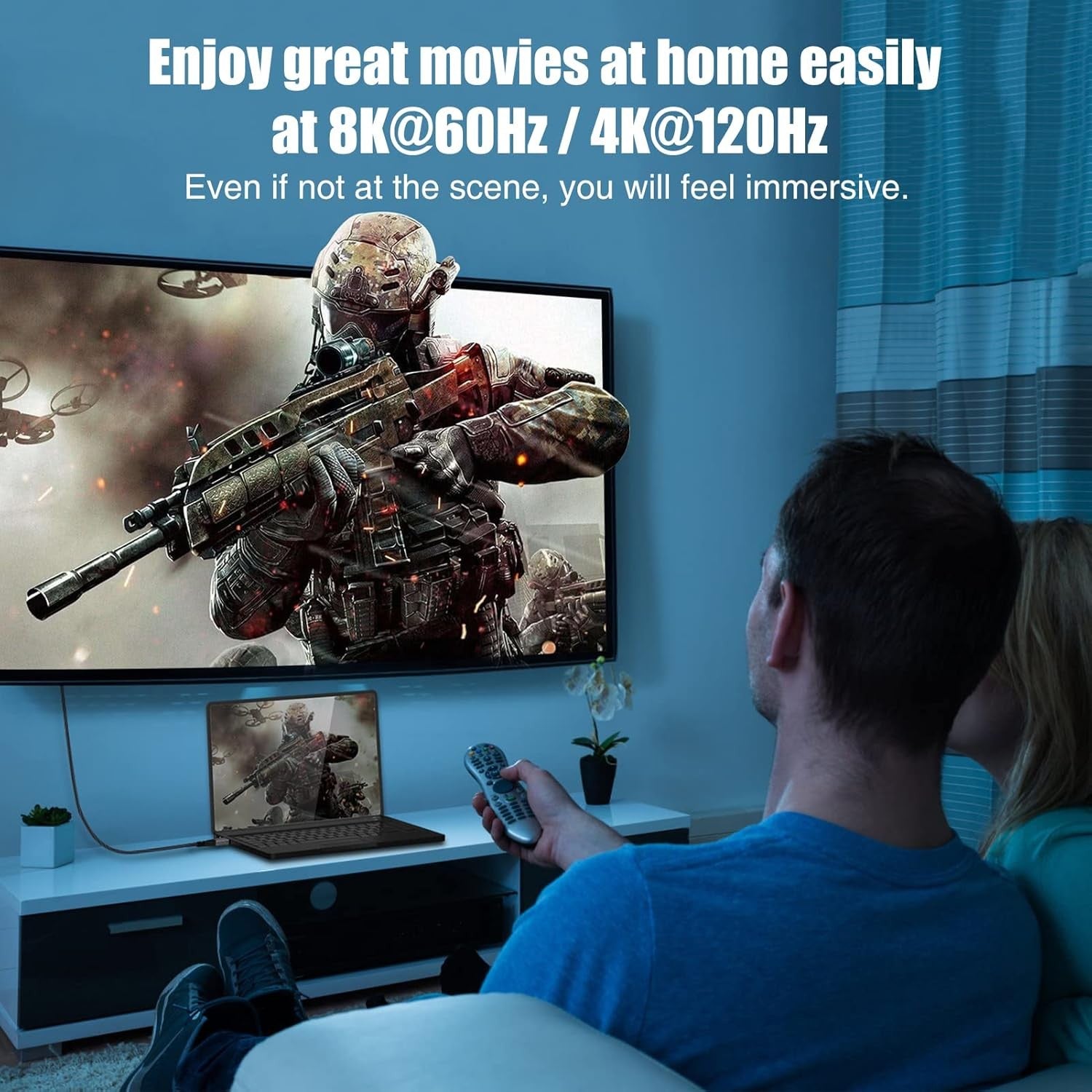 NÖRDIC CERTIFIED 10m Ultra High Speed HDMI 2.1 aktiv AOC optisk fiberkabel 8K 60Hz 4K 120Hz 48Gbps Dynamic HDR, eARC, VRR