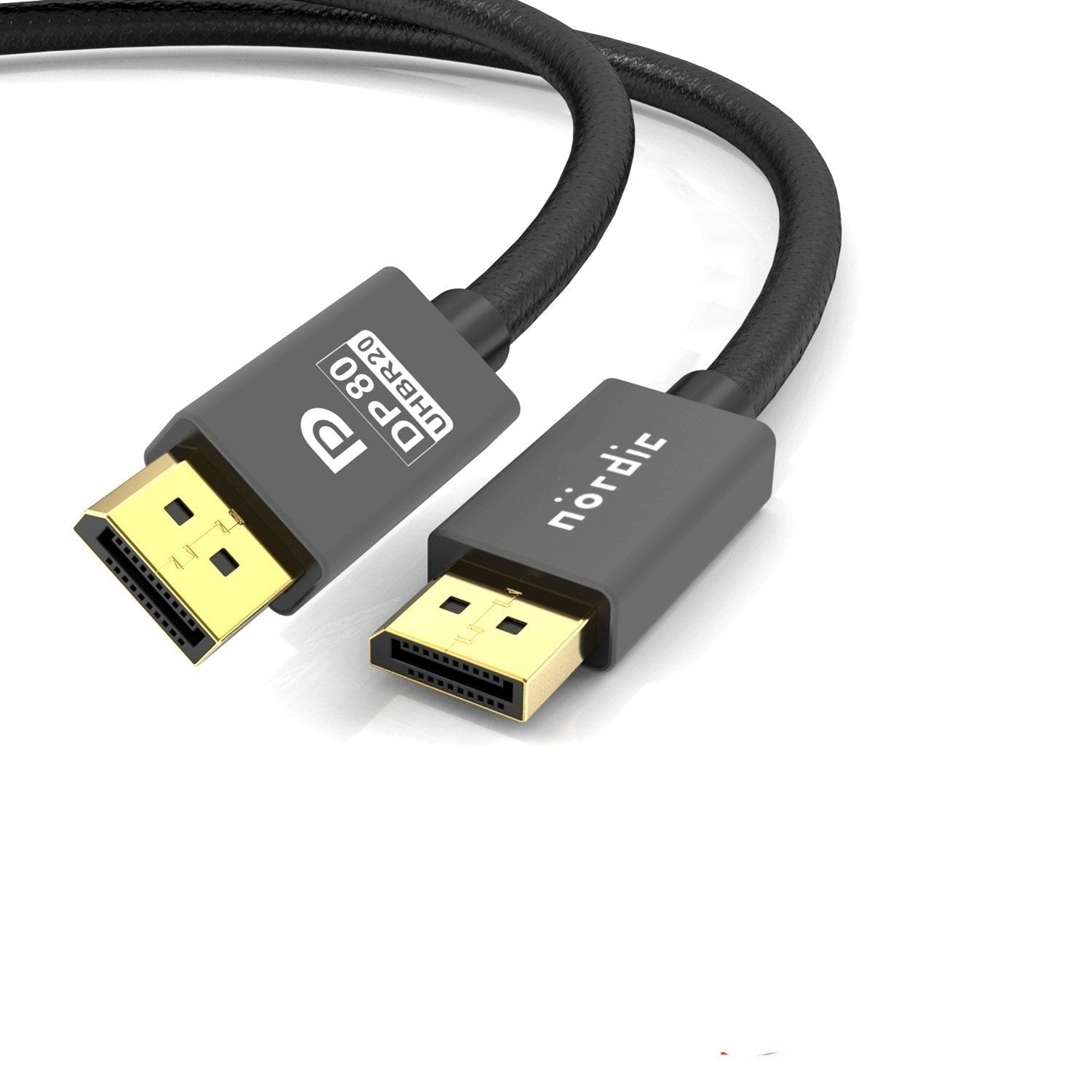 NÖRDIC 3m Displayport 2.1 kabel DP80 UHBR20 80Gbps 16/10/8K60H 4K165/144Hz DSC1.2a HDR HDCP2.2 FreeSync G-Sync