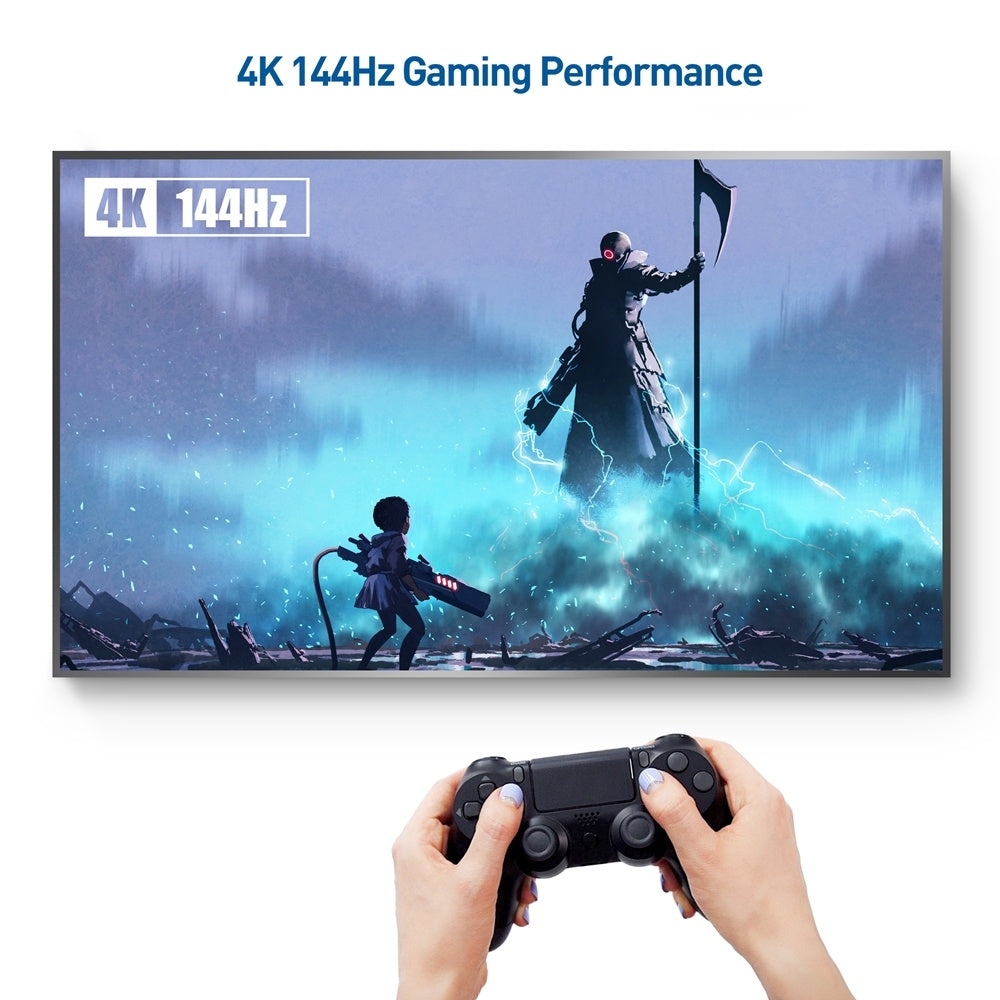 NÖRDIC CERTIFIED CABLES 3m nylonflettet Displayportkabel 1.4 UHD 8K60Hz 4K144Hz HBR3 32,4Gbps 10-bit HDR PVC