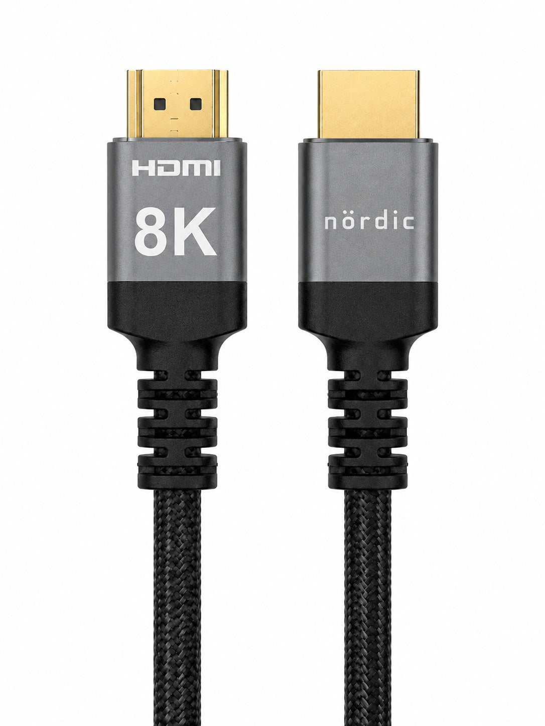 NÖRDIC CERTIFIED CABLES 50cm Ultra High Speed HDMI 2.1 8K60Hz 4K120Hz 48Gbps Dynamic HDR eARC Game Mode VRR Dolby Atmos nylonflettet kabel gullbelagt