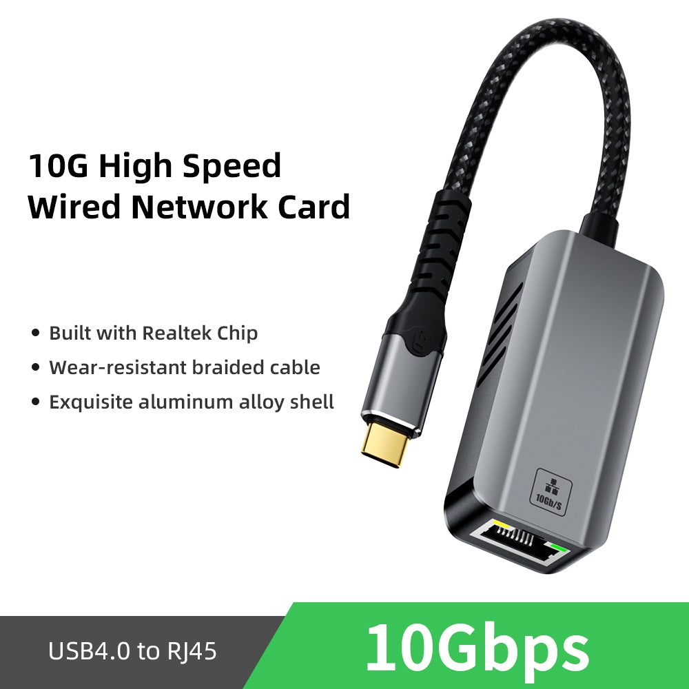NÖRDIC USB-C til 10Gb Ethernet-adapter, 10GbE USB-C til Ethernet-adapter, kompatibel med USB4 og Thunderbolt 5/4/3, lav varmeutvikling og stillegående drift