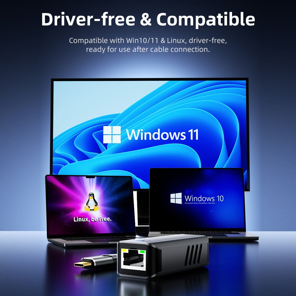 NÖRDIC USB-C til 10Gb Ethernet-adapter, 10GbE USB-C til Ethernet-adapter, kompatibel med USB4 og Thunderbolt 5/4/3, lav varmeutvikling og stillegående drift