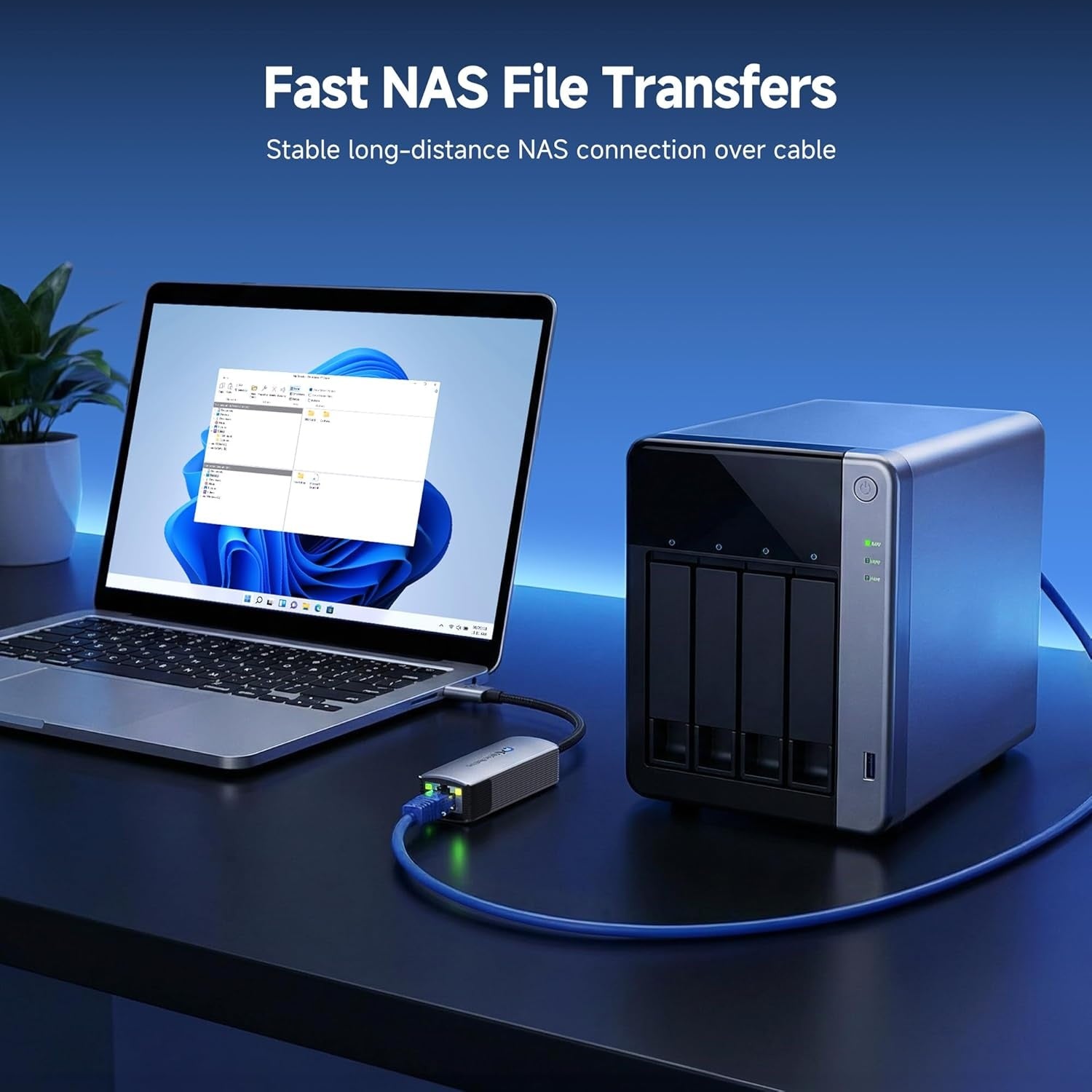 NÖRDIC USB-C til 10Gb Ethernet-adapter, 10GbE USB-C til Ethernet-adapter, kompatibel med USB4 og Thunderbolt 5/4/3, lav varmeutvikling og stillegående drift