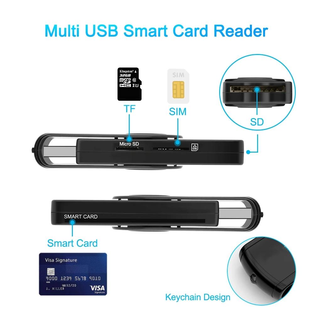 NÖRDIC 4 i 1 kortleser Smartkort SIM-kort SD og TF/MicroSD USB-A UHS-I