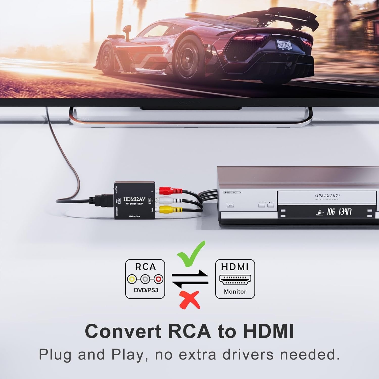 NÖRDIC Composite Video av HDMI-adapteren 3xrca og CVBS Converter 1080p i 60hz Pal og NTSC