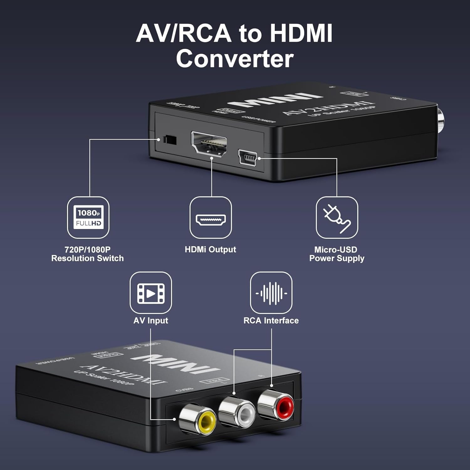 NÖRDIC Composite Video av HDMI-adapteren 3xrca og CVBS Converter 1080p i 60hz Pal og NTSC