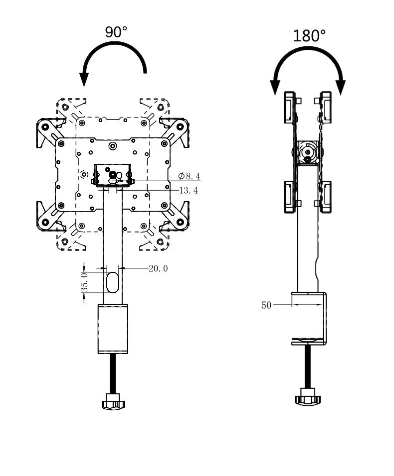 NÖRDIC Bordstativ for nettbrett 7-13" tilt 180 grader roter 360 grader