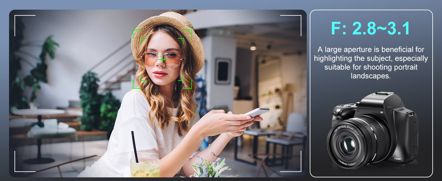 NÖRDIC Digitalkamera 4K 64 MP med WiFi, 10× optisk zoom, vloggekamera for YouTube, autofokus, kompakt kamera