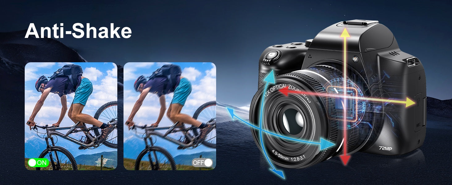 NÖRDIC Digitalkamera 4K 64 MP med WiFi, 10× optisk zoom, vloggekamera for YouTube, autofokus, kompakt kamera
