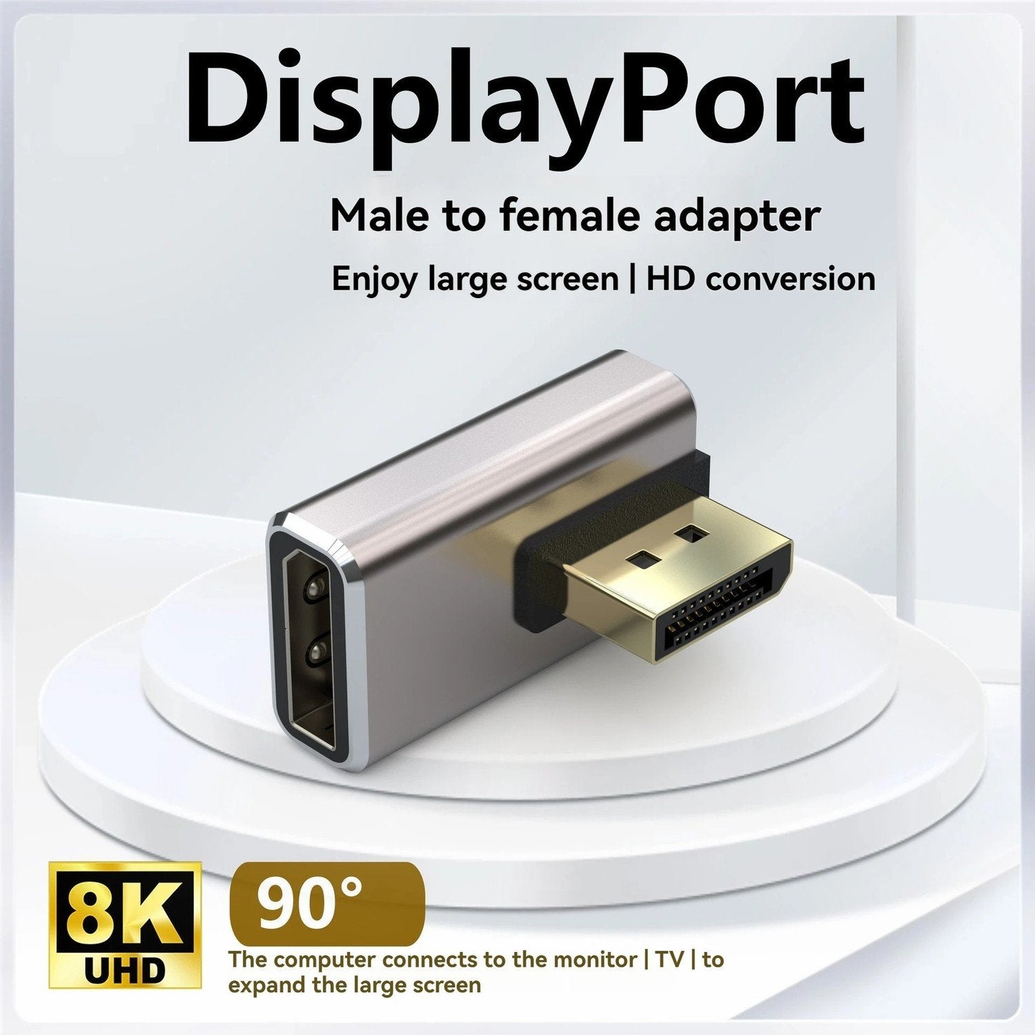 NÖRDIC Displayport-adapter hann til hunn 8K60Hz 4K144/120/60Hz