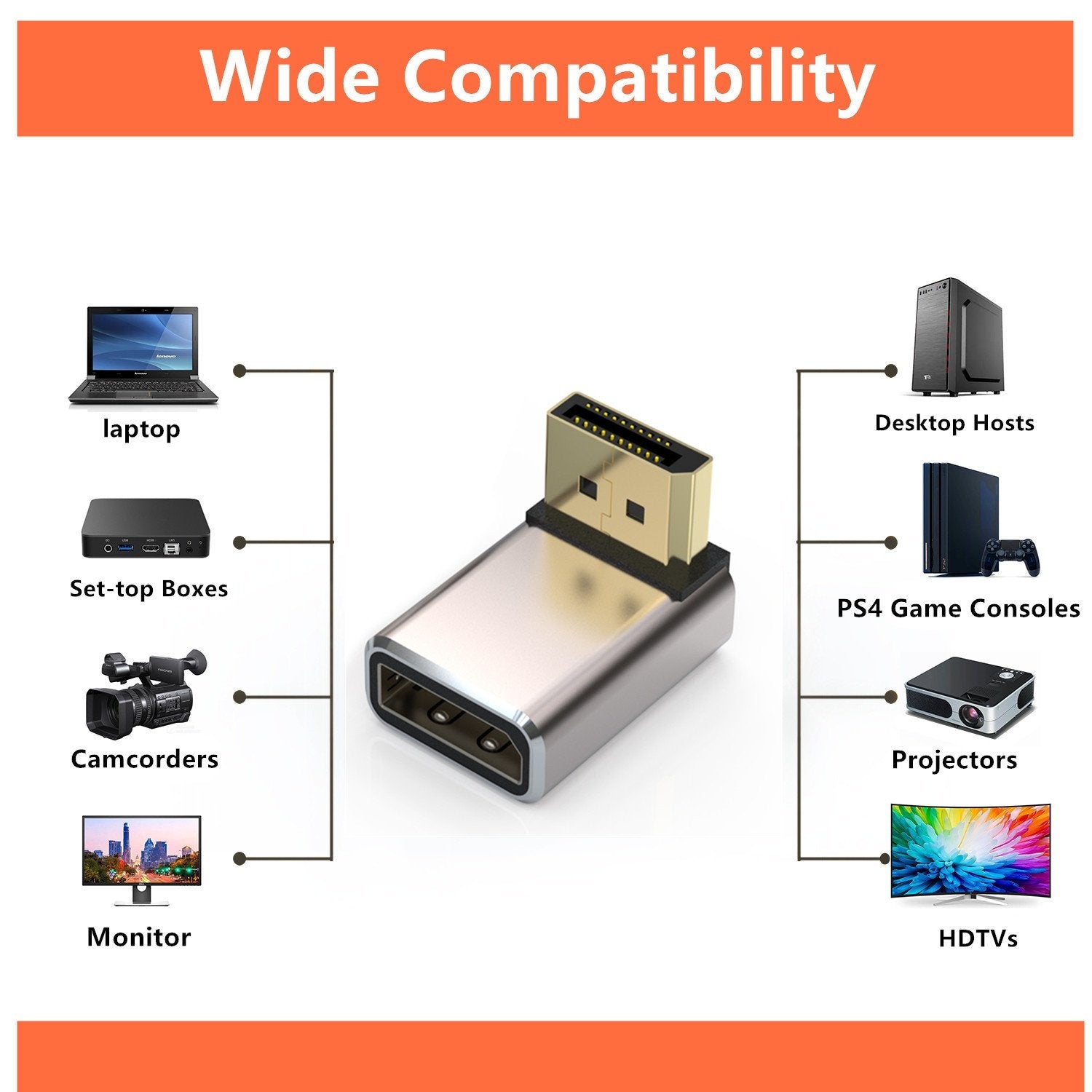 NÖRDIC Displayport-adapter hann til hunn 8K60Hz 4K144/120/60hz