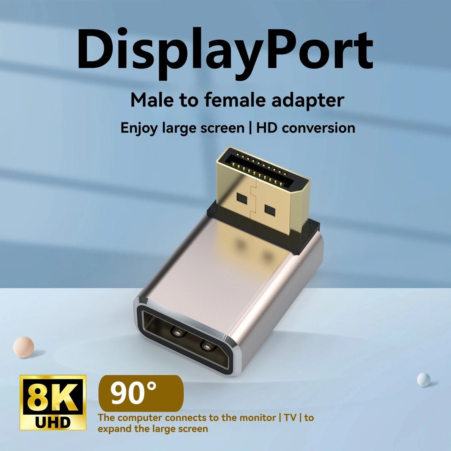 NÖRDIC Displayport-adapter hann til hunn 8K60Hz 4K144/120/60hz