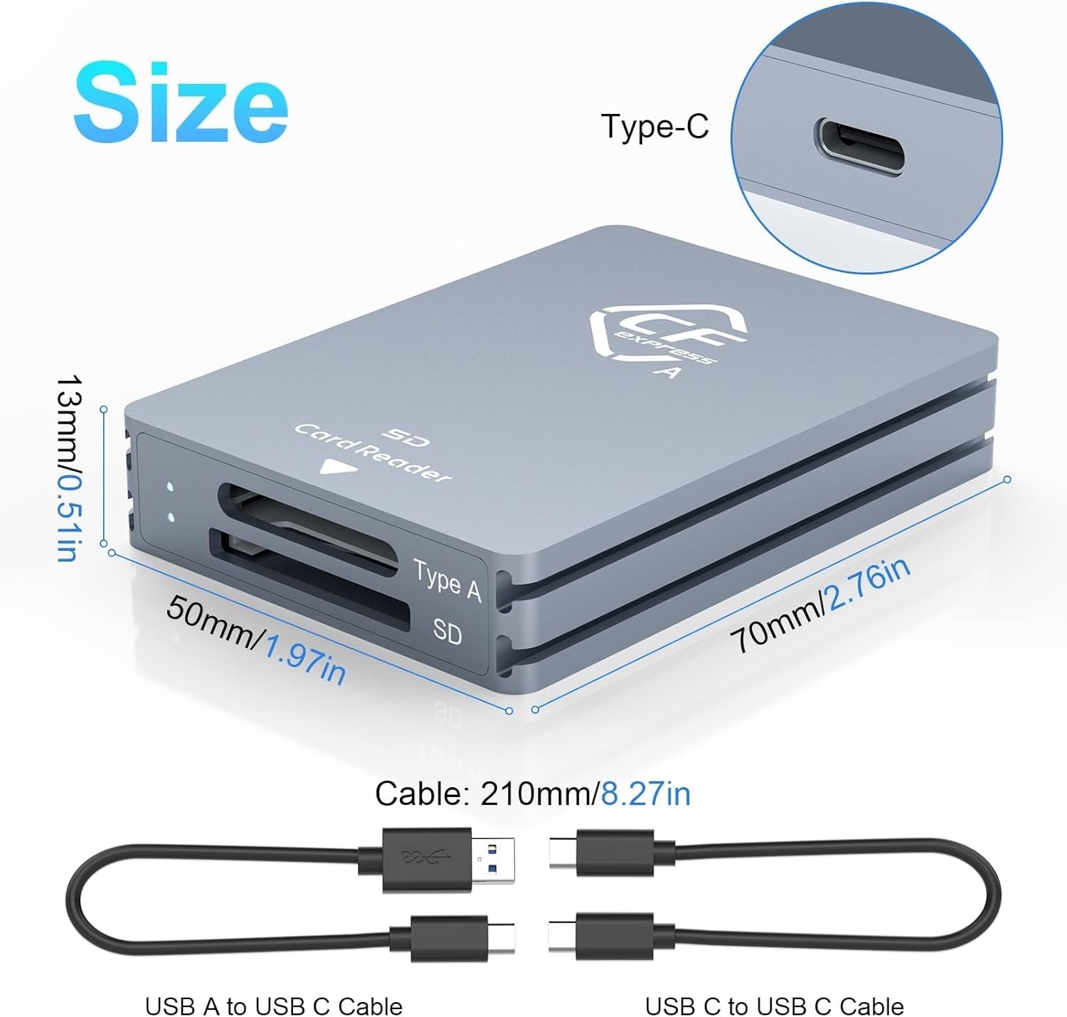 NÖRDIC Dual-Slot CFexpress Type A og SD-kortleser, USB 3.2 Gen 2 10Gbps Windows/Mac/Linux/Android