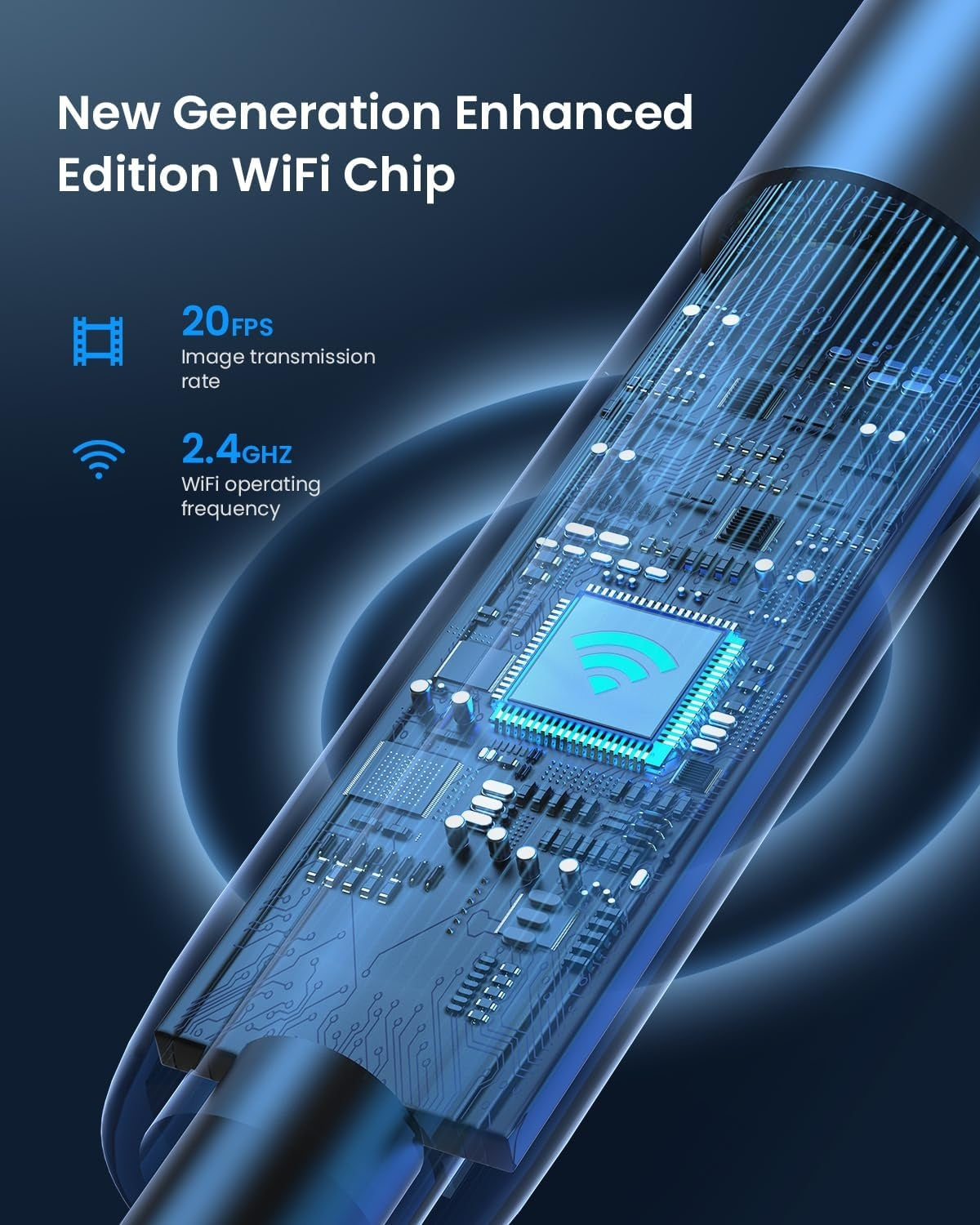 NÖRDIC Endoskopkamera for mobiltelefon med lys, 1080P HD, 8 LED-lys, vanntett IP67, krever ikke WiFi, Android og iOS