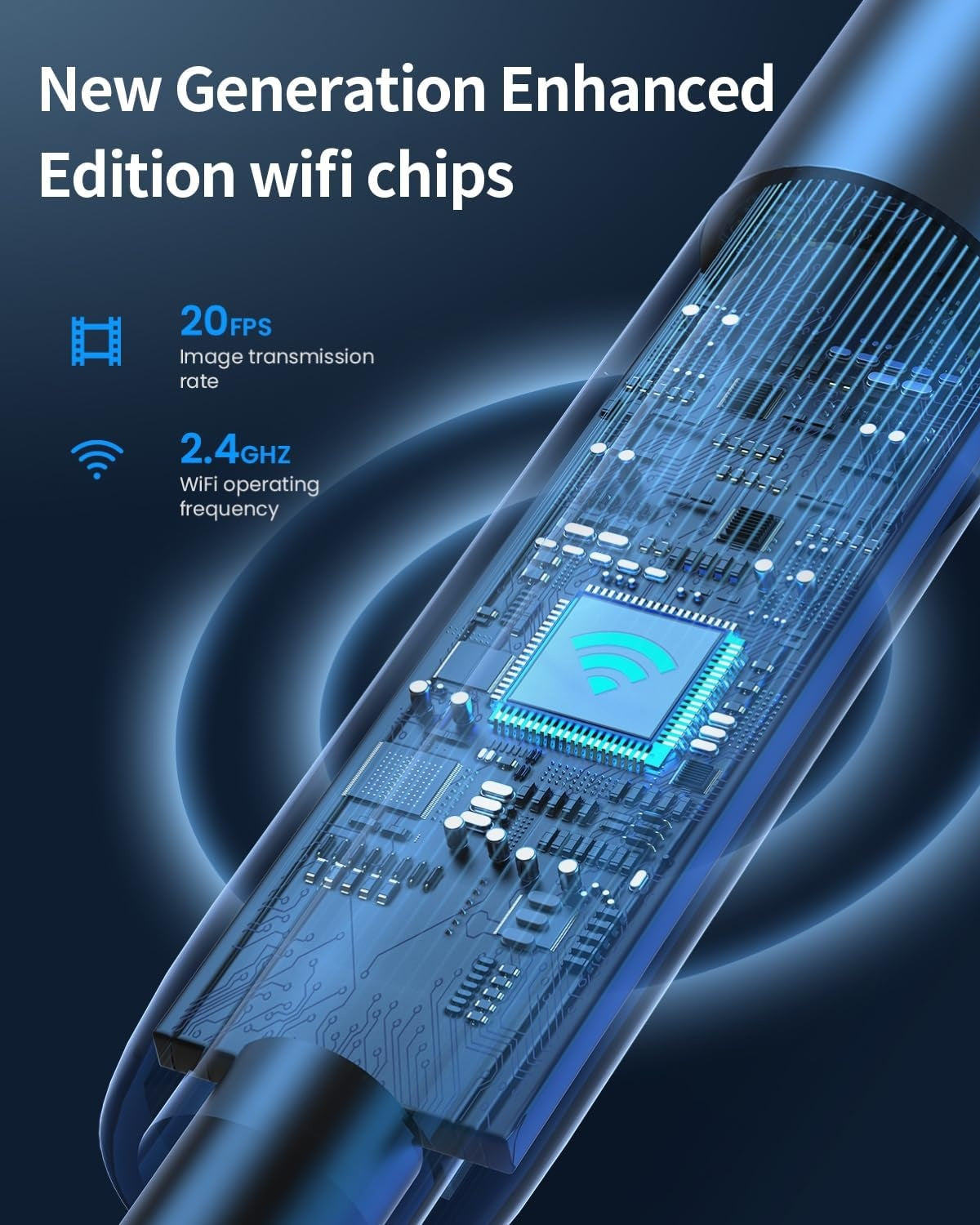 NÖRDIC Endoskopkamera med doble linser for mobiltelefon med lys, 1080P HD, 8 LED-lys, vanntett IP67, krever ikke WiFi, Android og iOS