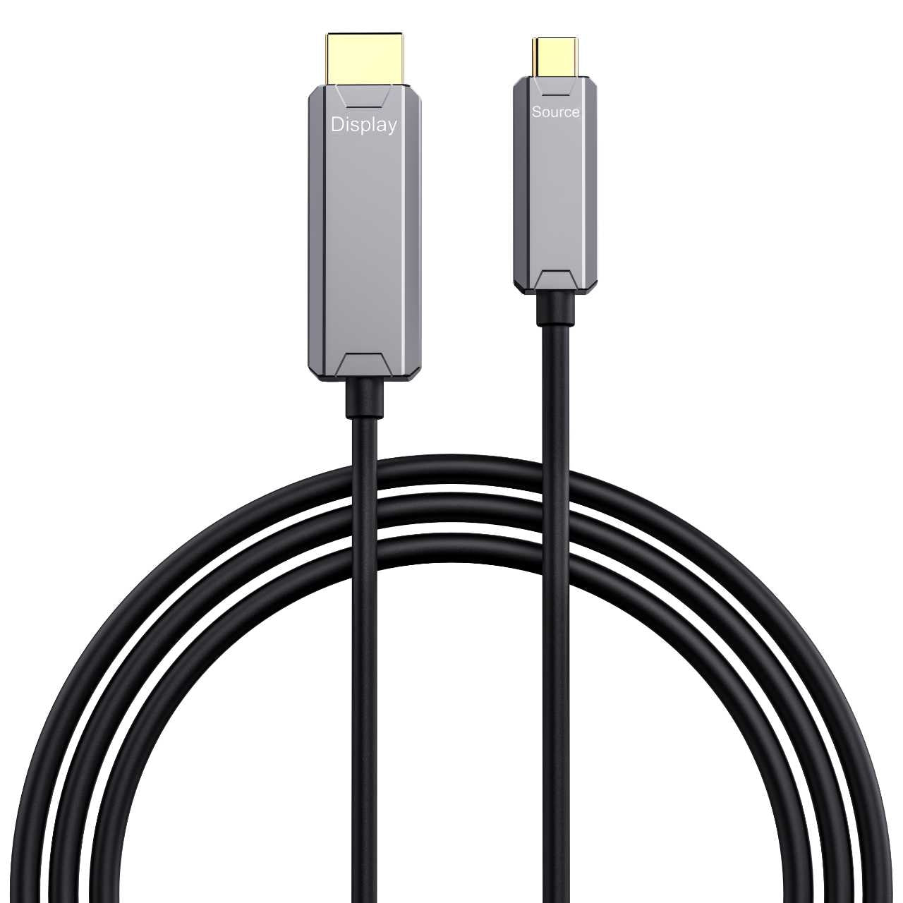 NÖRDIC Fiber AOC 10m USB-C til HDMI 2.1-kabel, 8K@60Hz, 4K@120Hz, 48Gbps, HDR, kompatibel med Thunderbolt 3 og 4