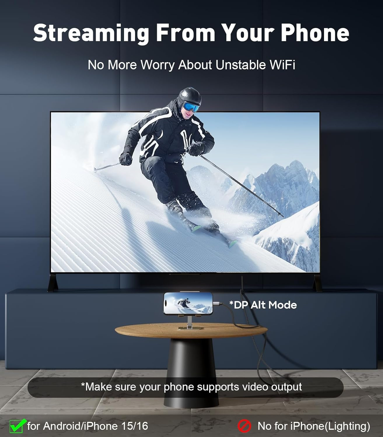 NÖRDIC Fiber AOC 10m USB-C til HDMI 2.1-kabel, 8K@60Hz, 4K@120Hz, 48Gbps, HDR, kompatibel med Thunderbolt 3 og 4