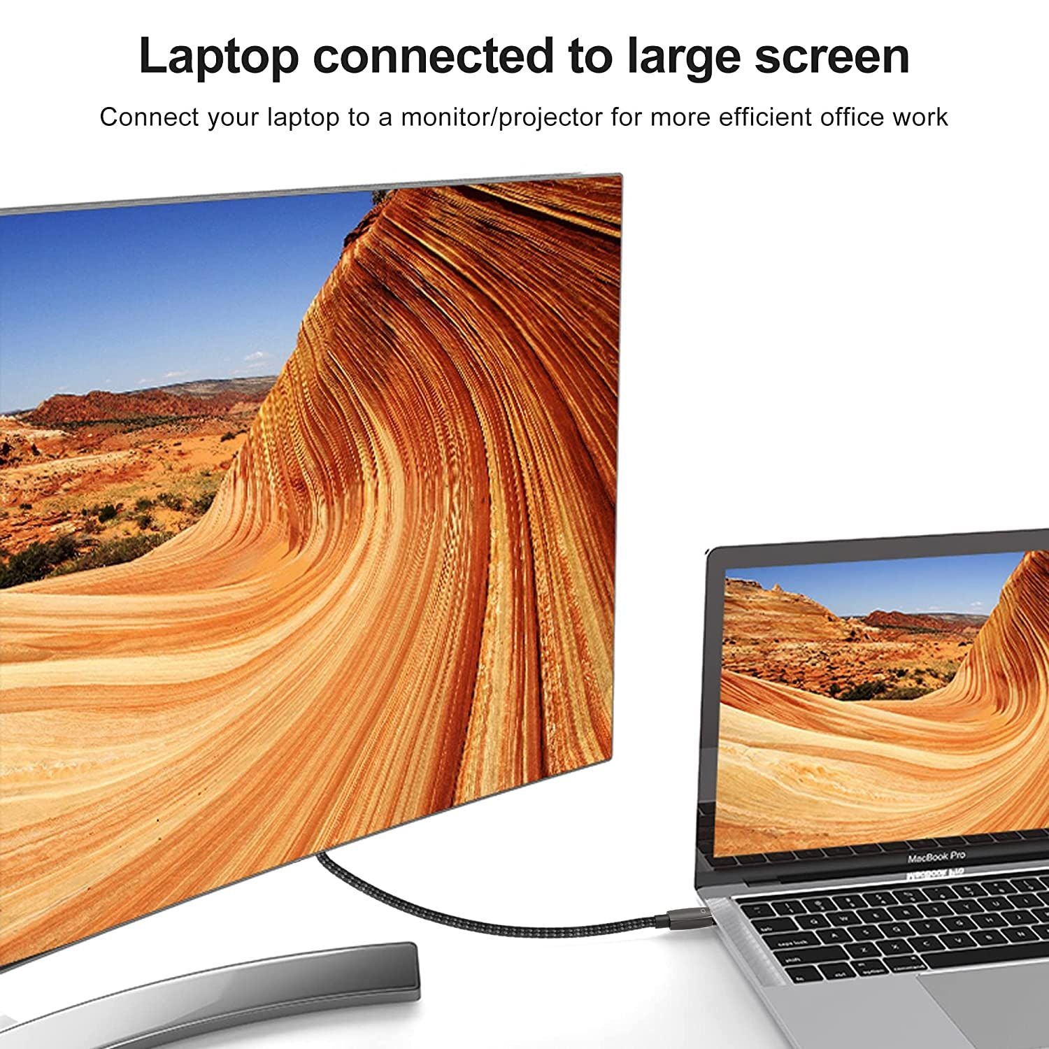 NÖRDIC Fiber AOC 10m USB-C til HDMI 2.1-kabel, 8K@60Hz, 4K@120Hz, 48Gbps, HDR, kompatibel med Thunderbolt 3 og 4