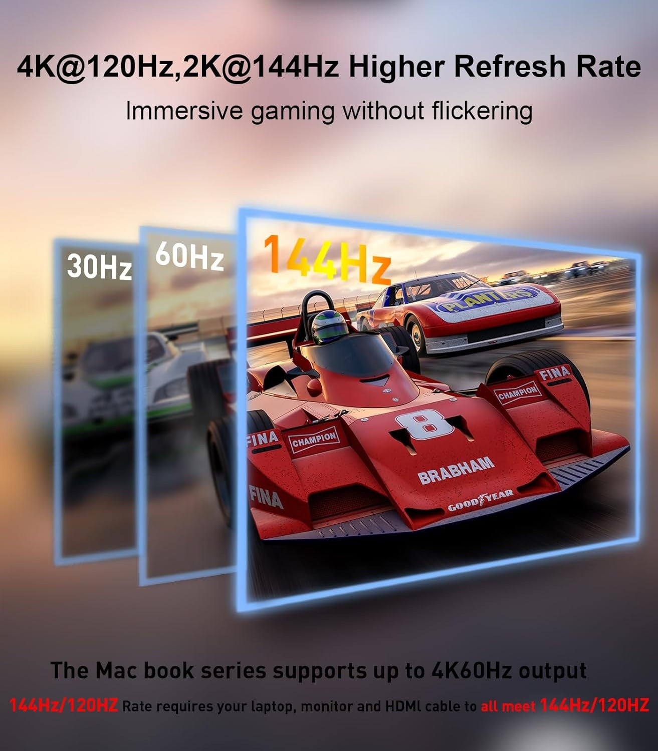 NÖRDIC Fiber AOC 10m USB-C til HDMI 2.1-kabel, 8K@60Hz, 4K@120Hz, 48Gbps, HDR, kompatibel med Thunderbolt 3 og 4