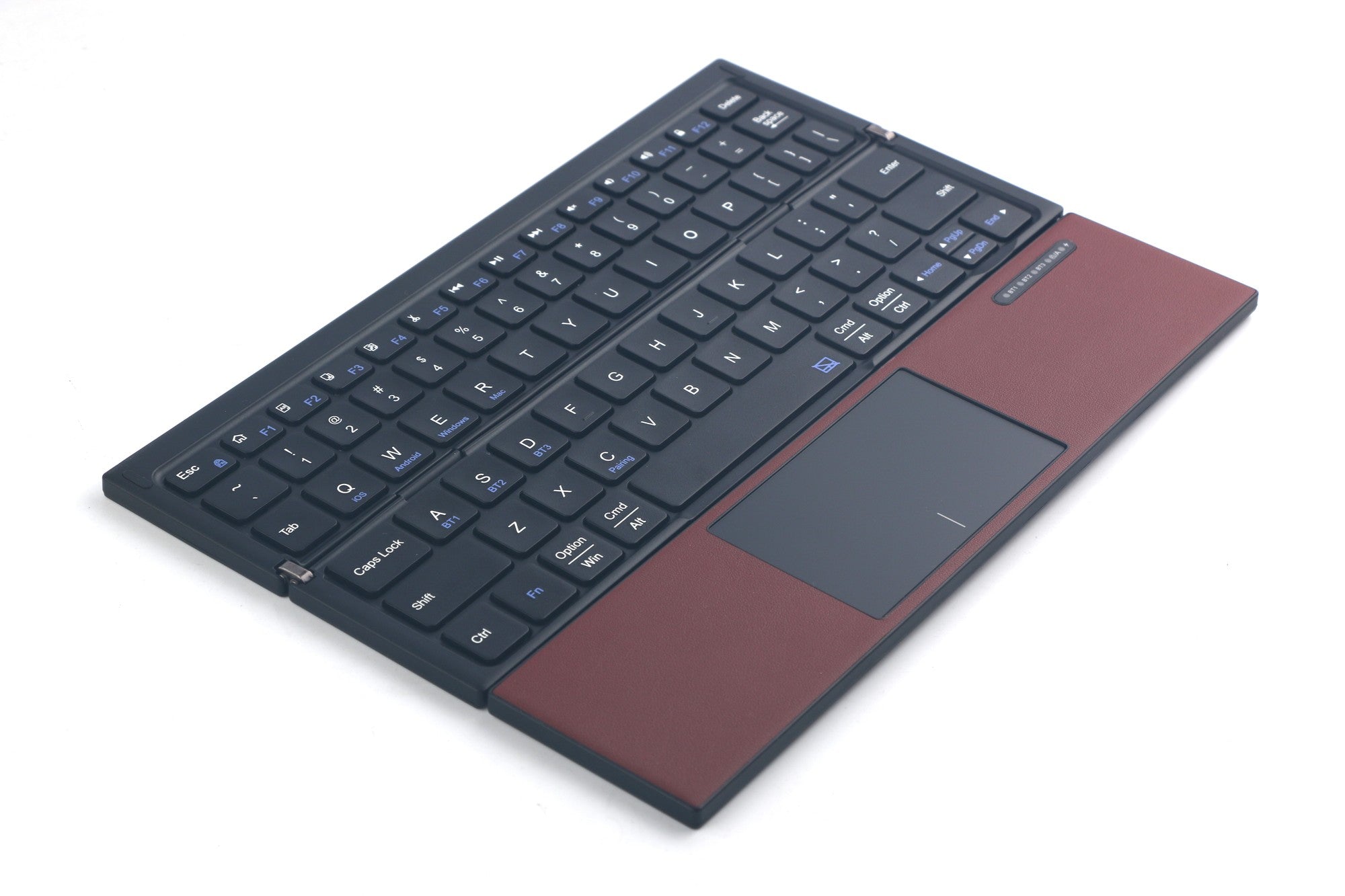 NÖRDIC sammenleggbart Bluetooth-tastatur med touchpad for iOS, Android, Windows, laptop, PC, nettbrett og smarttelefon, US-layout