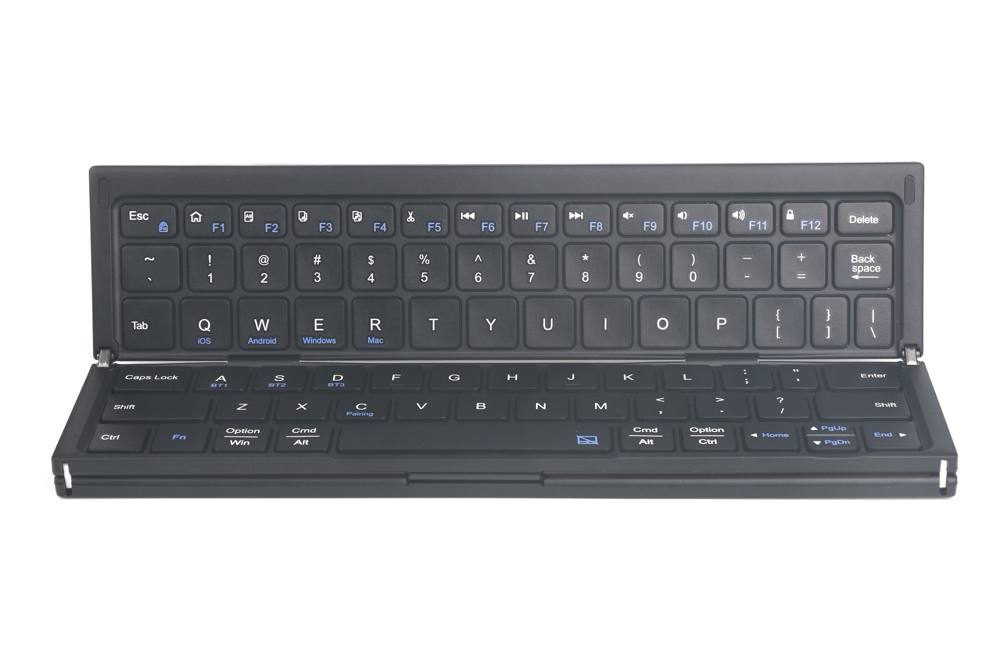 NÖRDIC sammenleggbart Bluetooth-tastatur med touchpad for iOS, Android, Windows, laptop, PC, nettbrett og smarttelefon, US-layout
