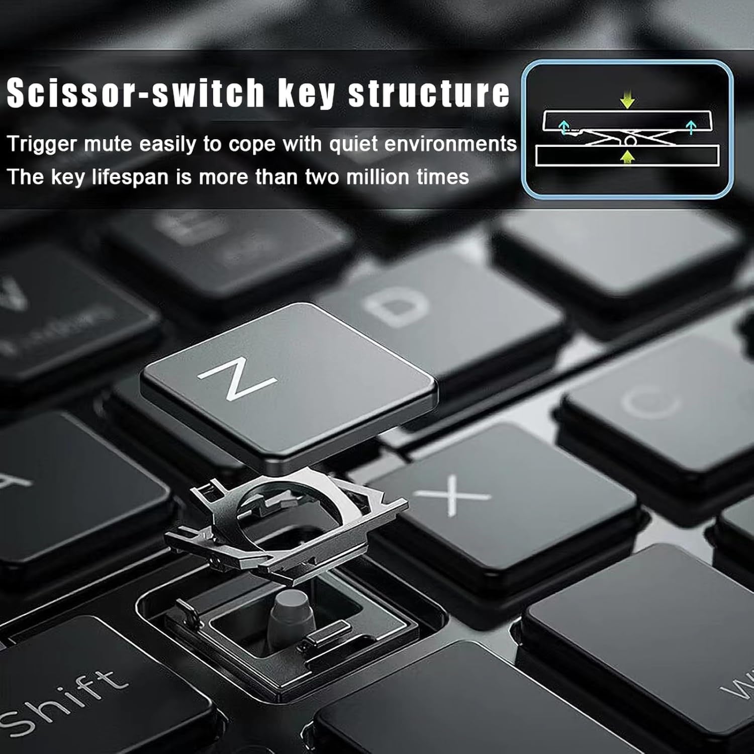 NÖRDIC Sammenleggbart Slim Bluetooth-tastatur i lommeformat, kompatibelt med iOS, Android og Windows, for smarttelefon, nettbrett, iPad, iPhone og laptop, US-layout