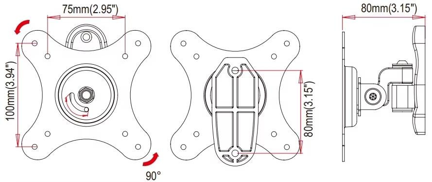 NÖRDIC Full Motion Fleksibelt Veggfeste 10-24" Vesa  75x75, 100x100