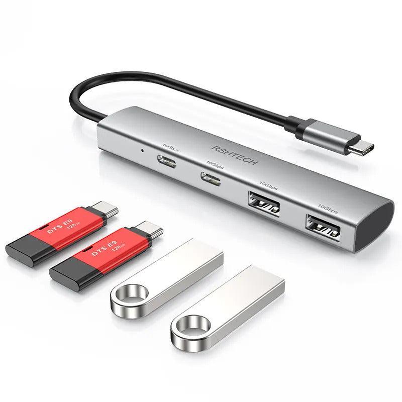 NÖRDIC Gen2 3.2 USB-C 4-porters Hub 10Gbps 20cm kabel 2xUSB-A 2xUSB-C