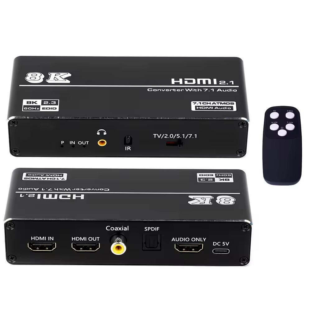 NÖRDIC HDMI 2.1 Extractor 8K 60Hz 4K 120Hz, 7.1 HDMI-lyd, S/PDIF, Koaksial, AUX