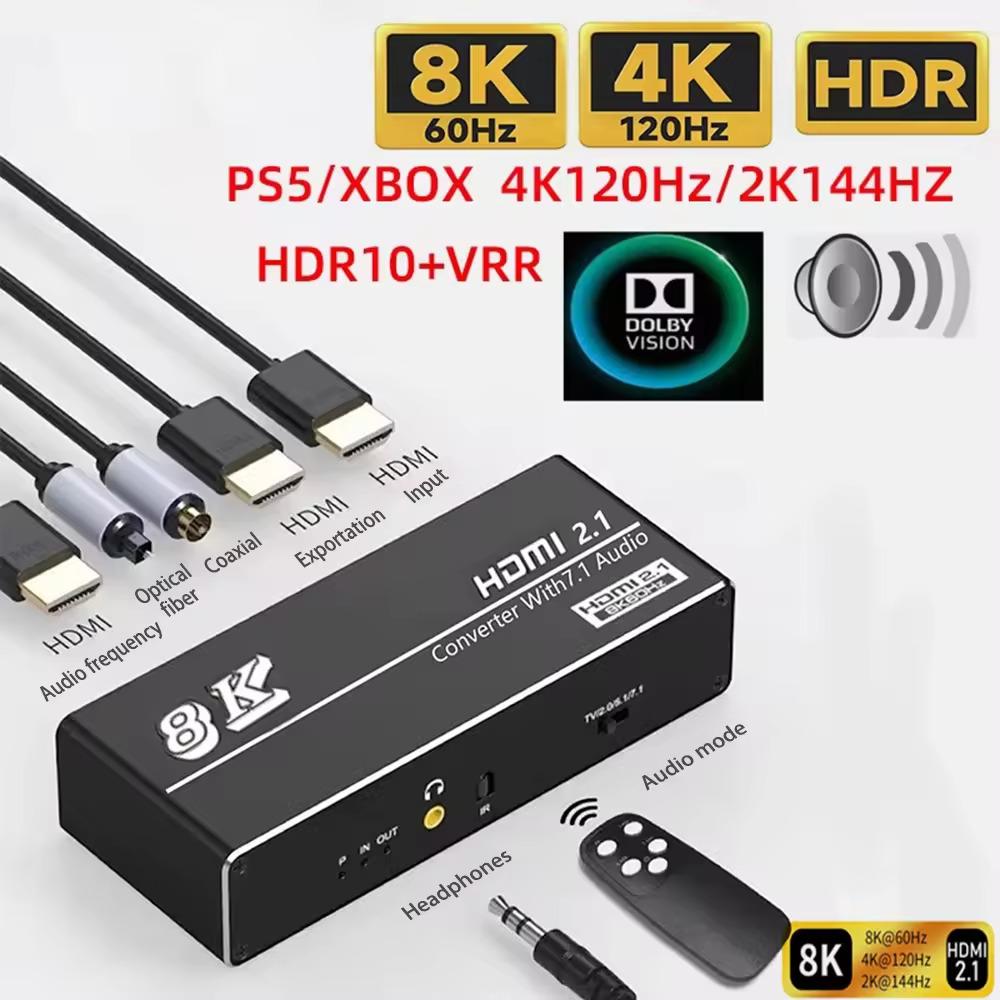 NÖRDIC HDMI 2.1 Extractor 8K 60Hz 4K 120Hz, 7.1 HDMI-lyd, S/PDIF, Koaksial, AUX