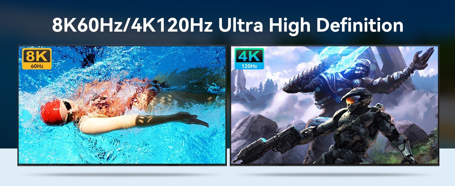 NÖRDIC HDMI 2.1 KVM-switch 2 datamaskiner 3 skjermer 8K60Hz 4K144Hz Trippel skjerm 4 USB 3.0 for 2 PC dele 3 skjermer