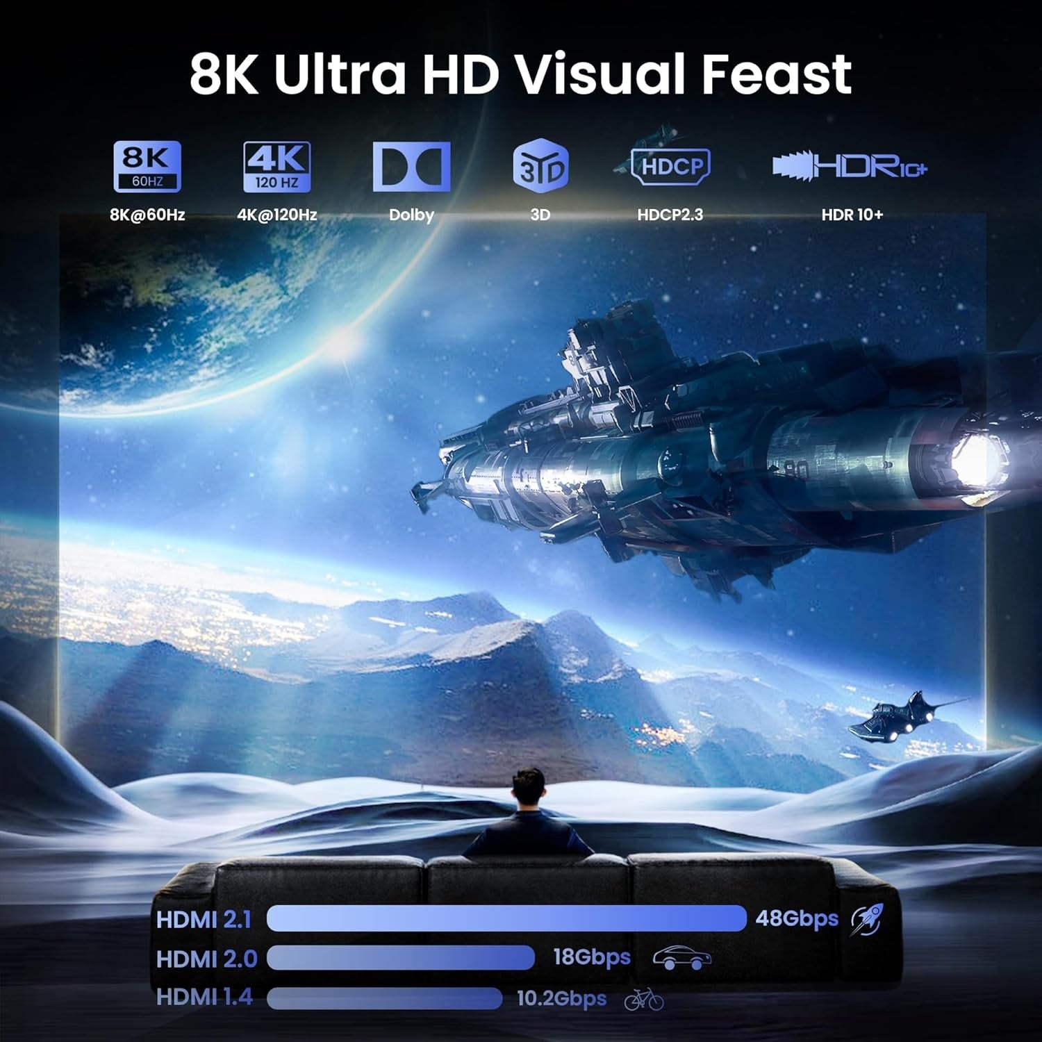 NÖRDIC HDMI 2.1-splitter 1 til 2 8K60Hz 4k120Hz