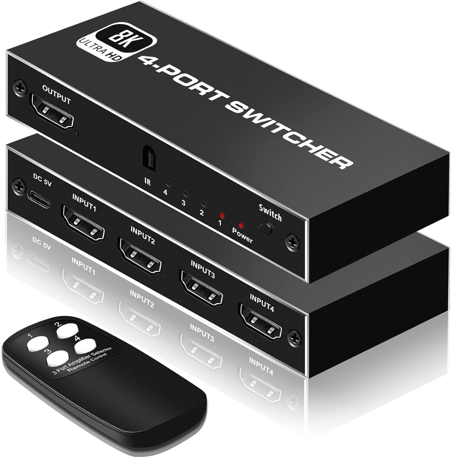 NÖRDIC HDMI 2.1-svitsj 4 til 1 8K60Hz 4K144Hz 48Gbps