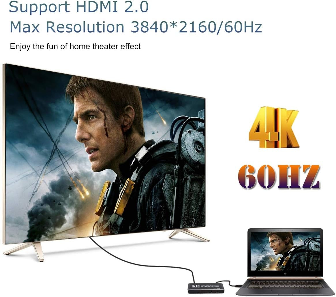 NÖRDIC HDMI 2.0 4x1-svitsj 4K60Hz med fjernkontroll