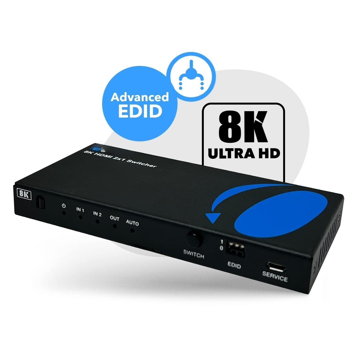 NÖRDIC 8K HDMI 2.1 Switch og Extractor 2 til 1 8K60Hz 4K120Hz CEC HDR Dolby Atmos, True HD, Digital Plus, DTS-HD Master