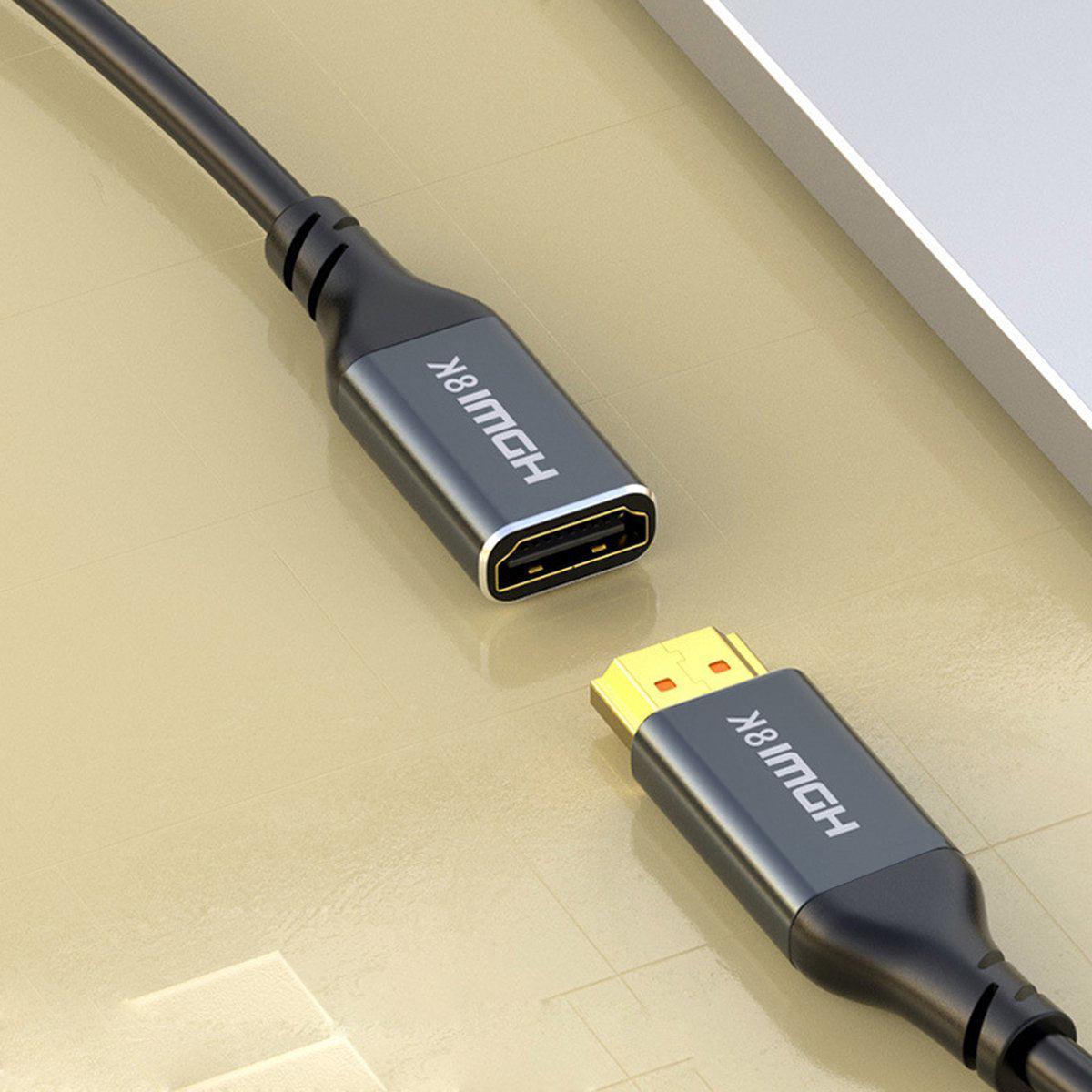 NÖRDIC HDMI 8K60Hz 4K 120Hz skjøtekabel hann til hunn 20cm HDMI2.1 48Gbps