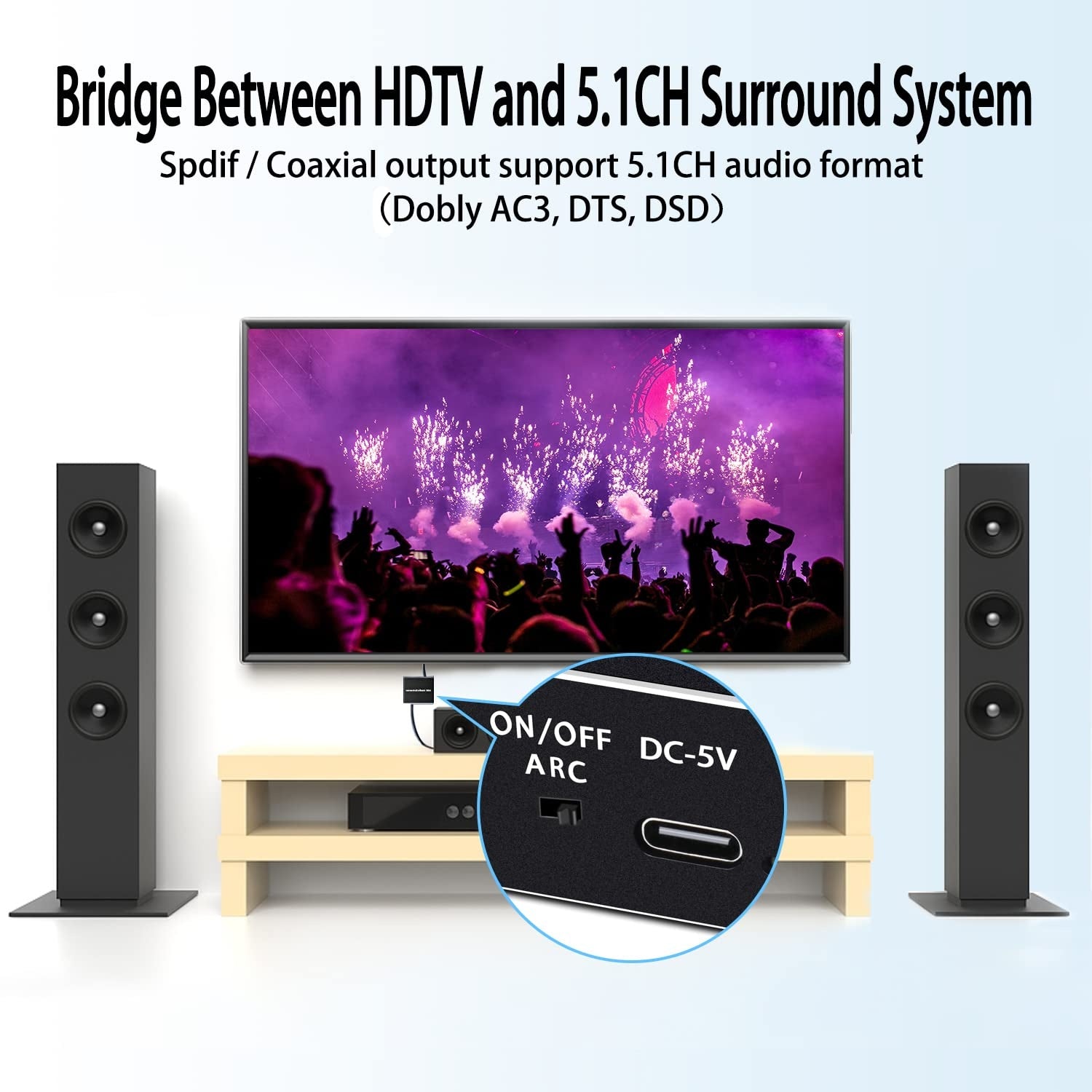 NÖRDIC HDMI ARC/eARC Extractor SPDIF, Koaksial, 3,5 mm