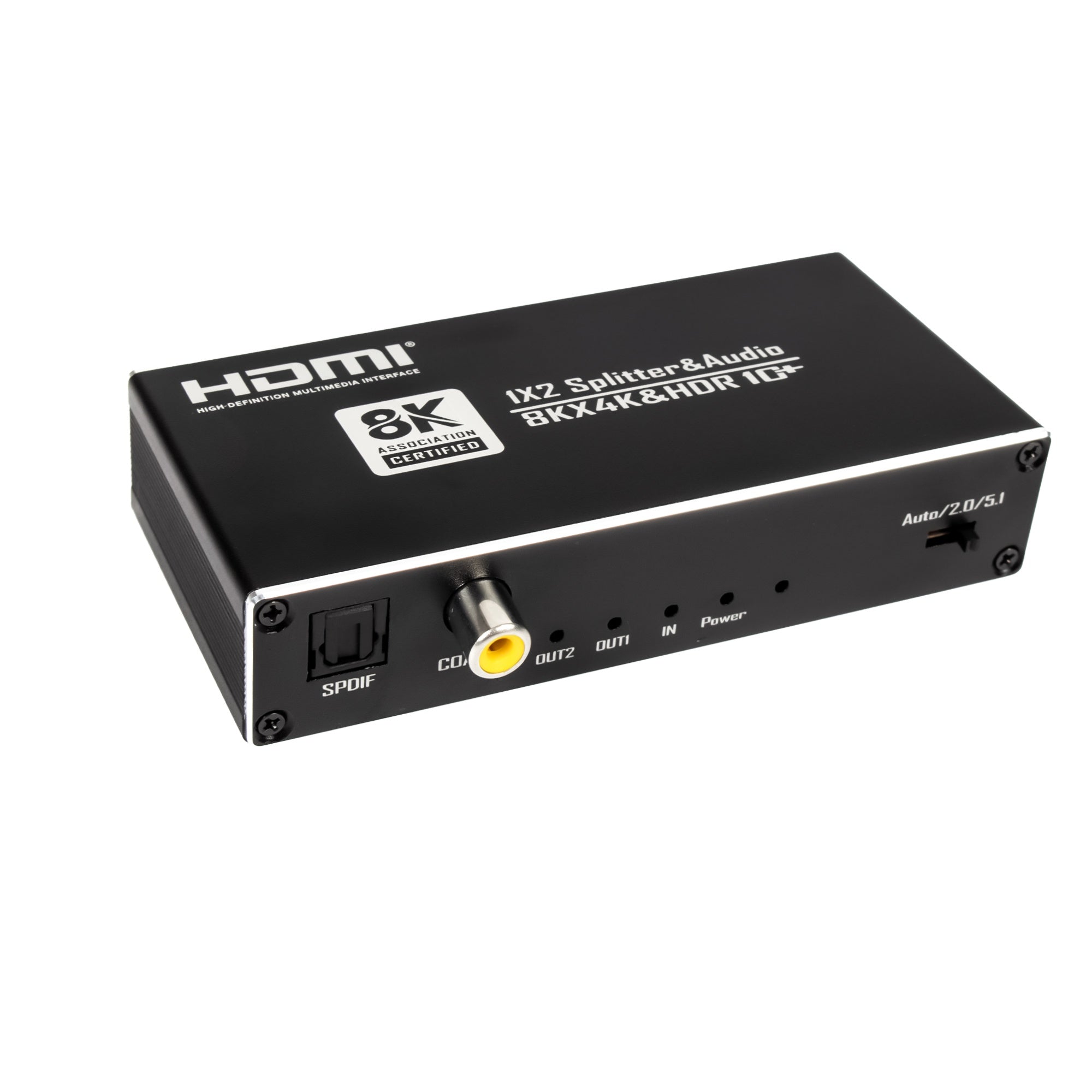 NÖRDIC HDMI 2.1 Splitter 8K60Hz 1 til 2 med innebygd extractor for SPDIF/koaksial/stereo