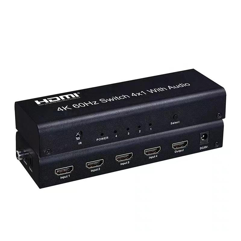 NÖRDIC HDMI Switch 4 til 1 Ultra HD 4K60Hz 4: 4: 4 HDCP2: 2 HD10 SPDIF og Stereo Dolby DTS HD PS3 / 4/5, Xbox, Chromecast, Nintendo Switch