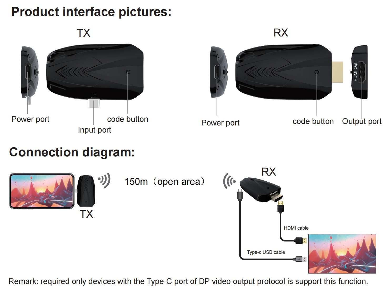 NÖRDIC HDMI Wireless extension 150m USB-C to HDMI