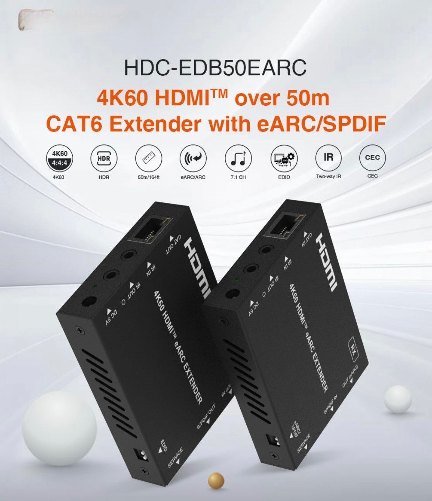NÖRDIC HDMI eARC/SPDIF-forlenger 4K60Hz 50m