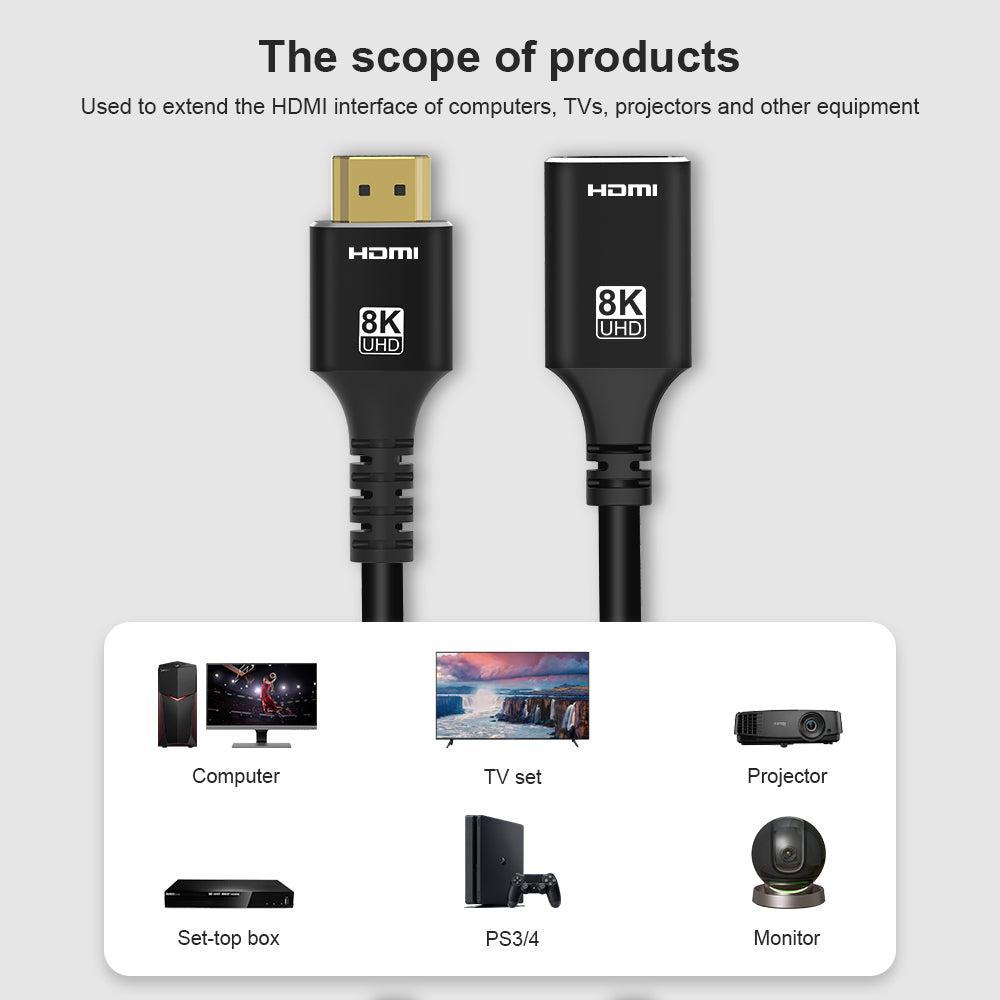 NÖRDIC HDMI skjøtekabel 1m 8K60Hz 4K144 HDMI 2.1 48Gbps Ultra High Speed HDMI