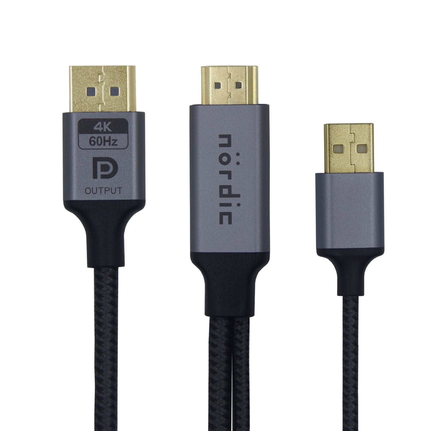 NÖRDIC HDMI til Displayport-kabel 1m 4K60Hz 18Gbps